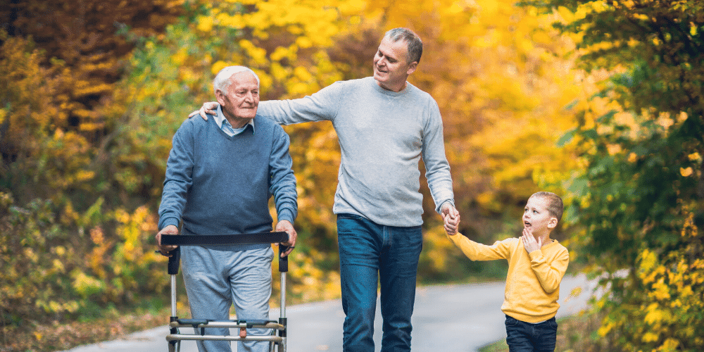 walking with grandfather