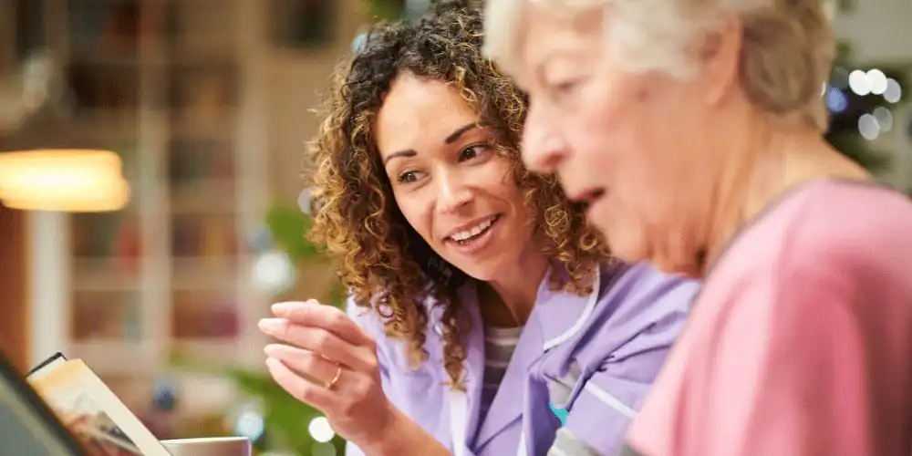 A Carer and an elderly lady