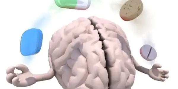 Brain animation juggling medicine pills