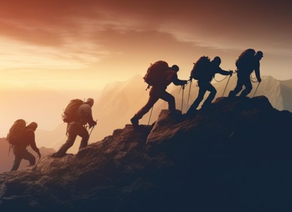 Climbing Team ascending a mountain - Lead to Succeed Training Course image