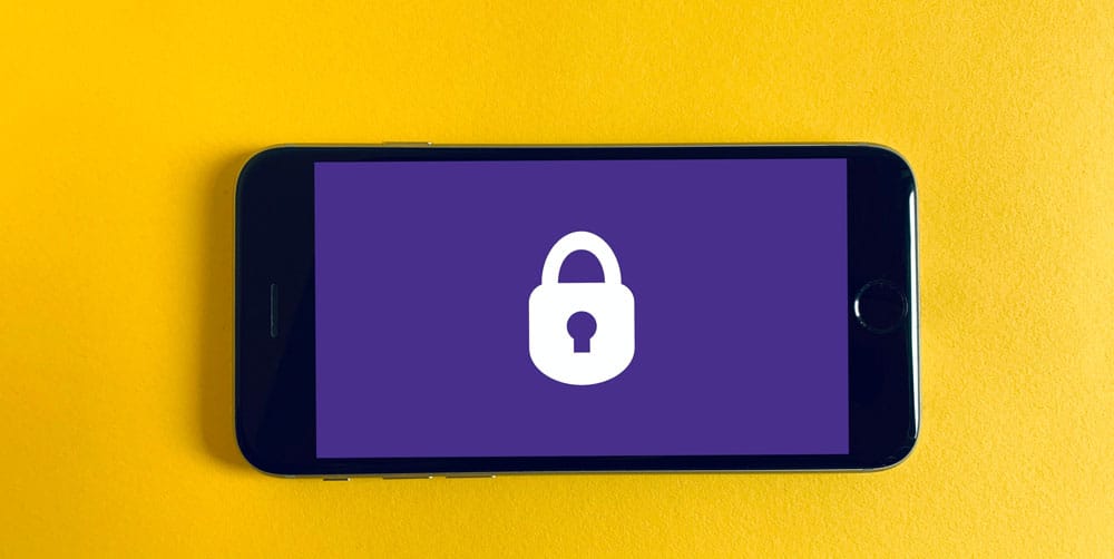 A phone with a lock icon on the screen - Privacy policy page image